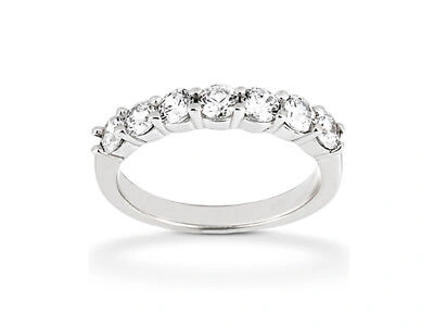 Pre-owned Jewelwesell 7stone 2.10ct Diamond Wedding Band Ring Platinum Round Brilliant Cut F Vs1 Prong