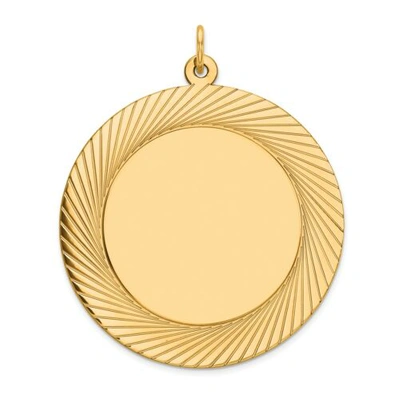 Pre-owned Accessories & Jewelry 14k Yellow Gold 33mm Etched Design Circular Engravable Disc Charm