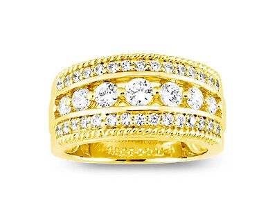 Pre-owned Jewelwesell Natural 1.90ct Diamond Wedding Band Ring 18k Yellow Gold I Si2 Prong Bezel Set