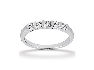 Pre-owned Jewelwesell 5stone 0.50ct Diamond Wedding Band 14k White Gold Round Cut H Si2 Channel Set