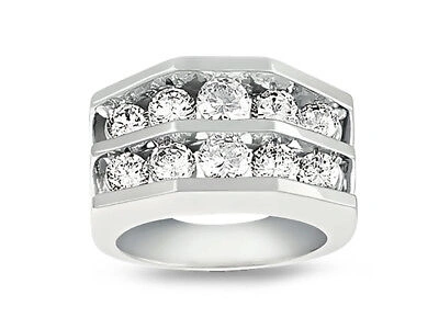 Pre-owned Jewelwesell 1.90ct Diamond Wedding Band Ring 14k White Gold Round Cut Channel Setting Si1