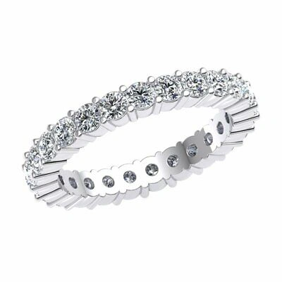 Pre-owned Jewelwesell 1.55ct Round Cut Diamond Shared Prong Eternity Band Ring 14k White Gold H Si2