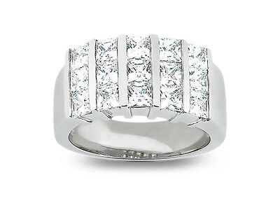 Pre-owned Jewelwesell 1.50ct Diamond Wedding Band Ring 950 Platinum Princess Cut Channel Setting H Si2
