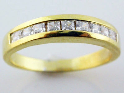 Pre-owned Jewelwesell 0.50ct Diamond Wedding Band Ring 18kt Yellow Gold Princess Cut Channel Set Si1