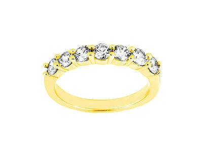 Pre-owned Jewelwesell Natural 0.70ct Diamond Wedding Band Ring 10k Yellow Gold Round I Si2 Prong Set