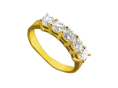 Pre-owned Jewelwesell 5stone 1.0ct Diamond Wedding Band Ring Solid 10k Yellow Gold Round Cut Jk I1-i2