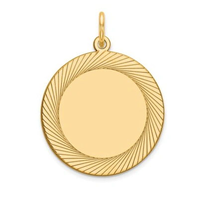 Pre-owned Accessories & Jewelry 14k Yellow Gold 19mm Etched Design Circular Engravable Disc Charm