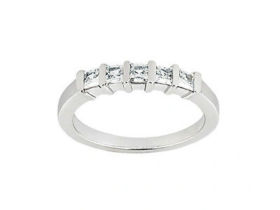 Pre-owned Jewelwesell Natural 0.30ct Diamond Wedding Band Ring Platinum Princess Cut F Vs1 Channel