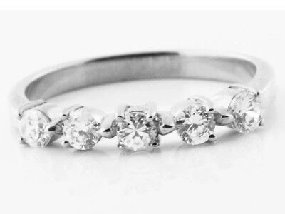 Pre-owned Jewelwesell 5stone 0.40ct Diamond Wedding Band Ring Platinum Round Brilliant Cut F Vs1 Prong