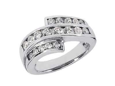 Pre-owned Jewelwesell 0.70ct Diamond Wedding Band Ring Sterling Silver Round Cut Channel Jk I1-i2