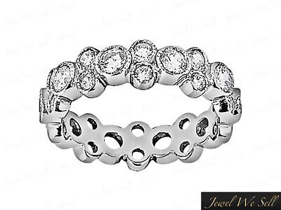 Pre-owned Jewelwesell Genuine 1.45ct Diamond Alternating Bezel Milgrain Eternity Ring 10k Gold Gh I1