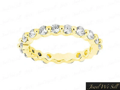 Pre-owned Jewelwesell 1.05ct Round Diamond Shared Single Prong Eternity Band Ring 14k Yellow Gold I Si