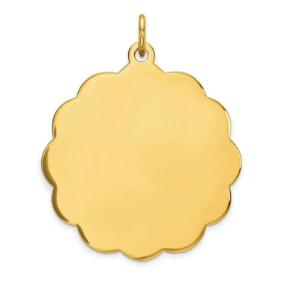 Pre-owned Accessories & Jewelry 14k Yellow Gold Medium 25mm Plain Engravable Scalloped Disc Charm
