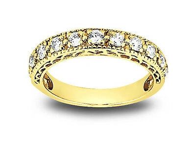 Pre-owned Jewelwesell 11stone 0.33ct Diamond Wedding Band Ring 14k Yellow Gold Round Cut I Si2 Prong
