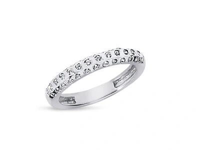Pre-owned Jewelwesell 0.40ct Diamond Wedding Band Ring 10k White Gold Round Brilliant Bezel Gh I1