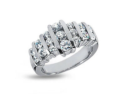 Pre-owned Jewelwesell 1.45ct Diamond Wedding Band Ring 10k White Gold Round Cut Channel Set Gh I1