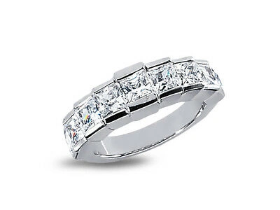 Pre-owned Jewelwesell Real 2.79ct Diamond Wedding Band Ring 18k White Gold Princess Cut Si1 Channel