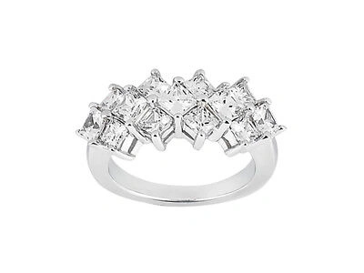 Pre-owned Jewelwesell 0.98ct Diamond Wedding Band Ring 18k White Gold Princess Cut Prong Setting Si1