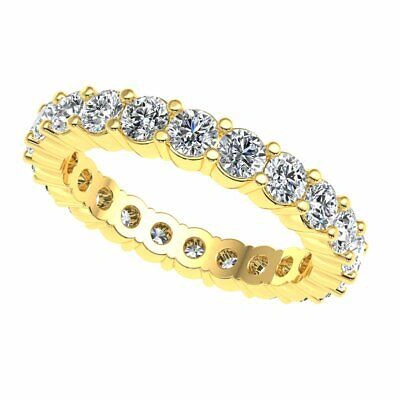 Pre-owned Jewelwesell 2.30ct Round Diamond Classic Shared Prong Eternity Ring 18k Yellow Gold Si1