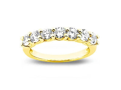 Pre-owned Jewelwesell 7stone 0.70ct Diamond Wedding Band Ring 18k Yellow Gold Round Si1 Prong Set