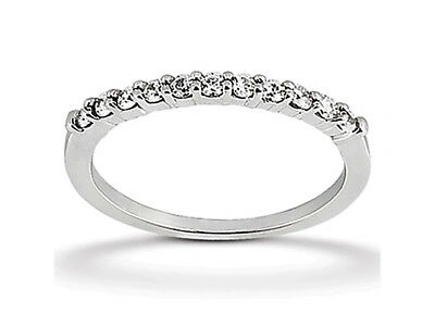 Pre-owned Jewelwesell Genuine .33ct Diamond Wedding Band Ring 14k White Gold Round Brilliant Cut Si1