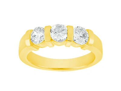 Pre-owned Jewelwesell 1.20ct Diamond Wedding Band Ring 14k Yellow Gold Round Cut Channel Setting H Si2