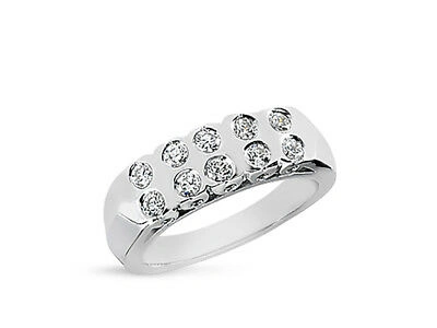 Pre-owned Jewelwesell 0.70ct Diamond Wedding Band Ring 950 Platinum Round Brilliant Cut Bezel F Vs2 In White