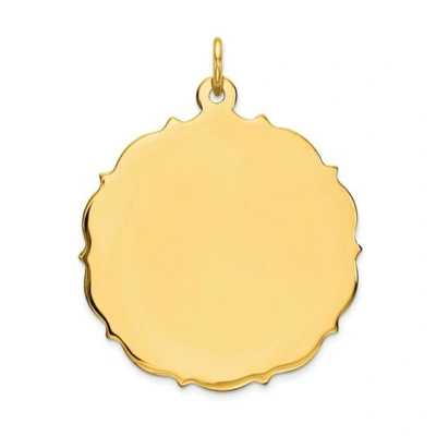 Pre-owned Accessories & Jewelry 14k Yellow Gold 32mm X 26mm Large Plain Fancy Engravable Disc Charm