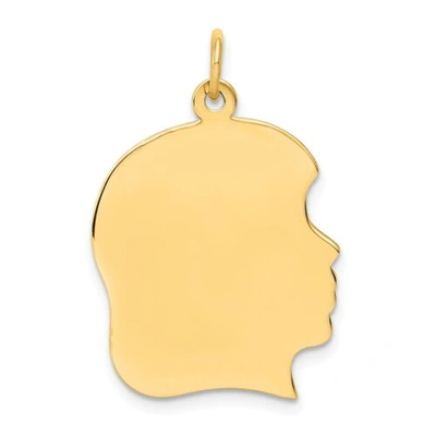 Pre-owned Accessories & Jewelry 14k Yellow Gold 30mm Plain Large Facing Right Engravable Girl Head Charm