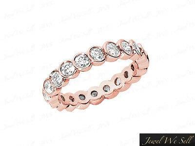 Pre-owned Jewelwesell 0.75ct Round Diamond Layered Bezel Eternity Bridal Band Ring 14k Rose Gold F Vs2