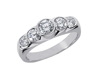 Pre-owned Jewelwesell 5stone 1.05ct Diamond Wedding Band Ring Stack Platinum Round H Si2 Bezel Setting