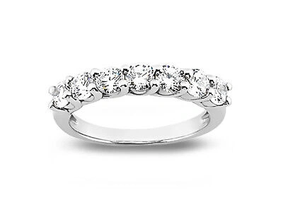 Pre-owned Jewelwesell Real 1.05ct Diamond Wedding Band Ring 10k White Gold Round Cut I Si2 Prong Set