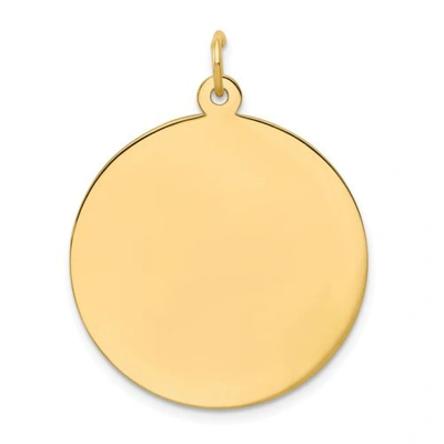 Pre-owned Accessories & Jewelry 14k Yellow Gold 25mm Plain Circular Engravable Disc Charm