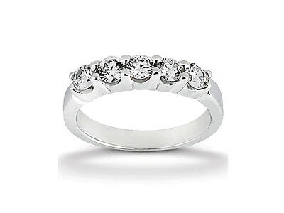 Pre-owned Jewelwesell 5stone 1.75ct Diamond Wedding Band Ring Platinum Round Brilliant Cut H Si2 Prong