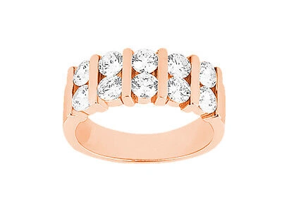 Pre-owned Jewelwesell Real 0.50ct Diamond Wedding Band Ring 14kt Rose Gold Round Si1 Channel Setting