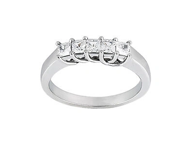 Pre-owned Jewelwesell 5stone 0.70ct Diamond Wedding Band Ring 18k White Gold Princess Cut I Si2 Prong