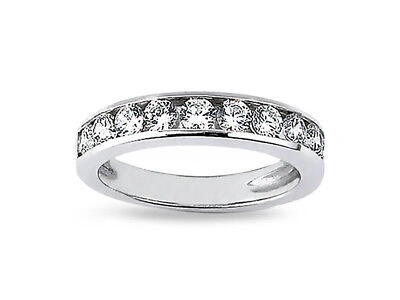Pre-owned Jewelwesell Natural 0.35ct Diamond Wedding Band Ring 14k White Gold Round Cut I Si2 Channel