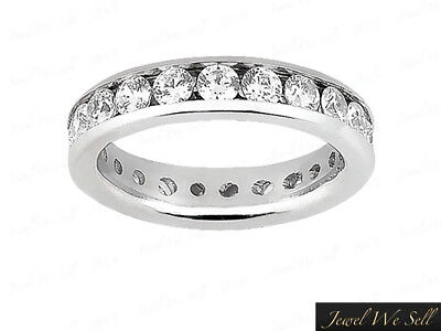 Pre-owned Jewelwesell 3.00ct Round Cut Diamond Classic Channel Eternity Band Ring 14k White Gold I Si2