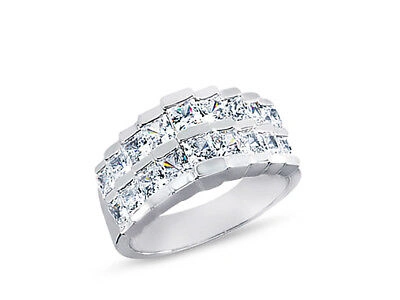 Pre-owned Jewelwesell Real 0.60ct Diamond Wedding Band Ring 14k White Gold Princess Cut I Si2 Channel