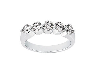 Pre-owned Jewelwesell 5stone 1.75ct Diamond Wedding Band Ring Stack Platinum Round Brilliant Cut H Si2