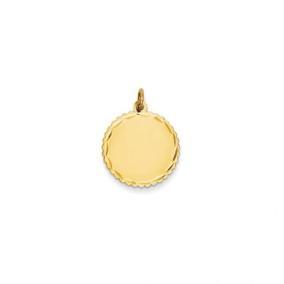 Pre-owned Pricerock 14k Yellow Gold Small 18mm Plain Engravable Scalloped Disc Charm