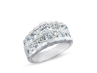 Pre-owned Jewelwesell 2.84ct Diamond Wedding Band Ring 14k White Gold Princess Cut Channel Set I Si2