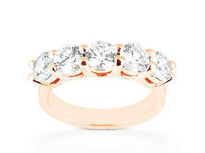 Pre-owned Jewelwesell 5stone 0.50ct Diamond Wedding Band Ring 14k Rose Gold Round Brilliant Cut Si1