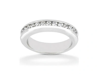 Pre-owned Jewelwesell 0.39ct Diamond Wedding Band Ring Sterling Silver Round Cut Channel Jk I1-i2