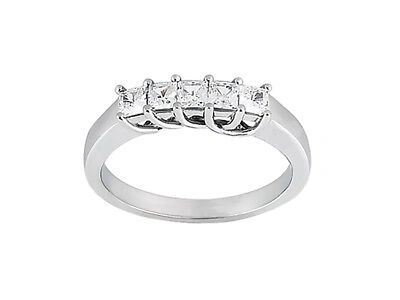 Pre-owned Jewelwesell 5stone 1.00ctw Diamond Wedding Band Ring Platinum Princess Cut F Vs1 Prong Set