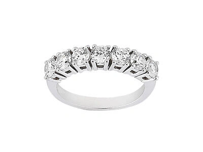 Pre-owned Jewelwesell Real 0.70ct Diamond Wedding Band Ring 14k White Gold Round Cut Si1 Prong Set