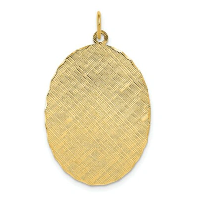 Pre-owned Accessories & Jewelry 14k Yellow Gold 35mm X 22mm Large Linen Patterned Engravable Oval Disc Charm