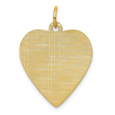 Pre-owned Accessories & Jewelry 14k Yellow Gold 26mm X 19mm Medium Linen Patterned Engravable Heart Disc Charm