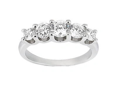 Pre-owned Jewelwesell 5stone 1.03ct Diamond Wedding Band Ring 10k White Gold Round Brilliant Cut I Si2