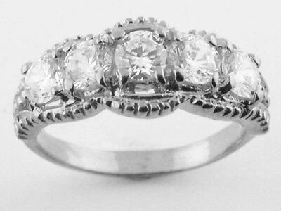 Pre-owned Jewelwesell Real 1.00ct Diamond Wedding Band Ring 950 Platinum Round Cut F Vs1 Prong Setting